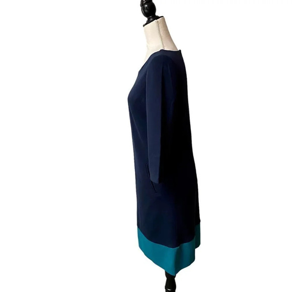 S. Oliver Colorblock Shift Dress Navy Turquoise EU 36 XS Work Cocktail Pockets - Picture 8 of 13